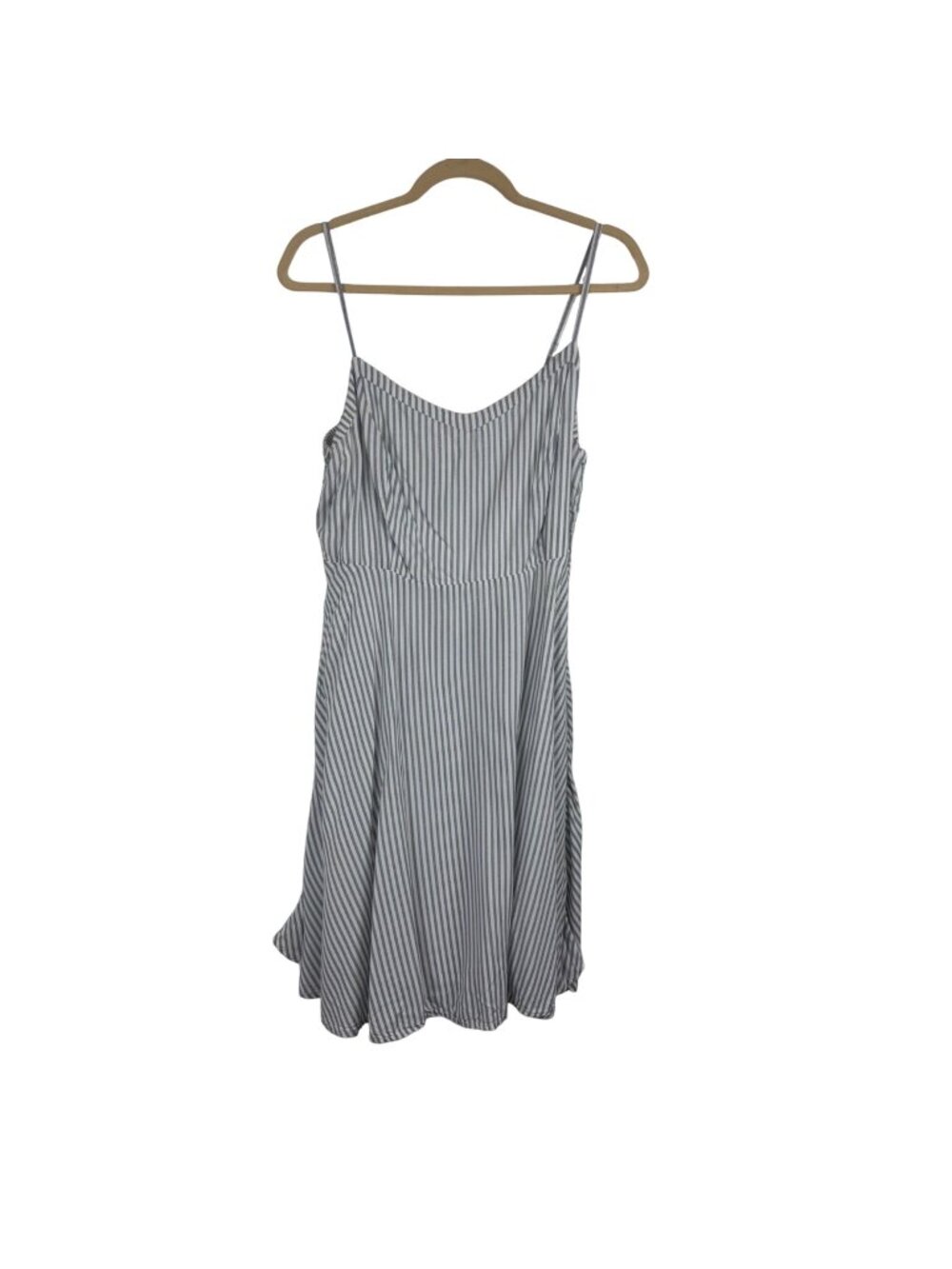 ✨3/$30 Old Navy L Blue White Striped Sleeveless Midi Dress Cottagecore Sun Dress